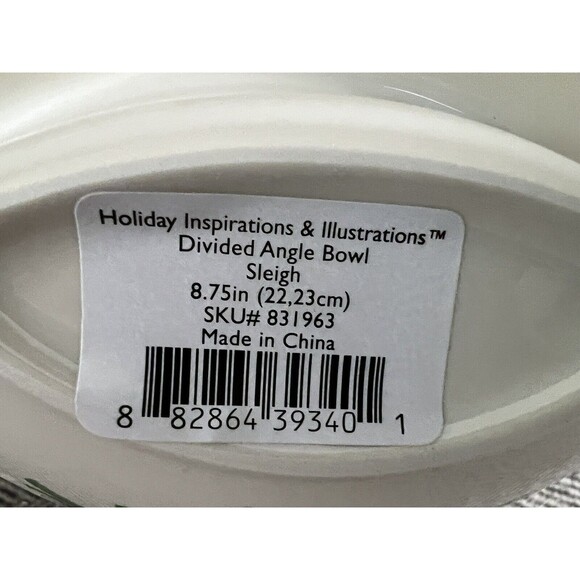 LENOX Holiday Inspirations & Illustrations Divided Angle Bowl Christmas Sleigh - Picture 6 of 7
